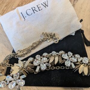J. Crew Gold and Silver Floral Crystal Necklace